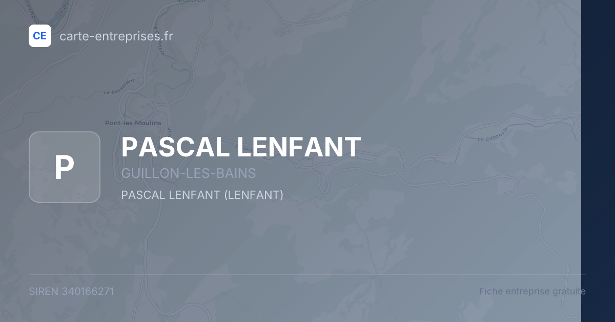 PASCAL LENFANT — 340166271 — fiche entreprise
