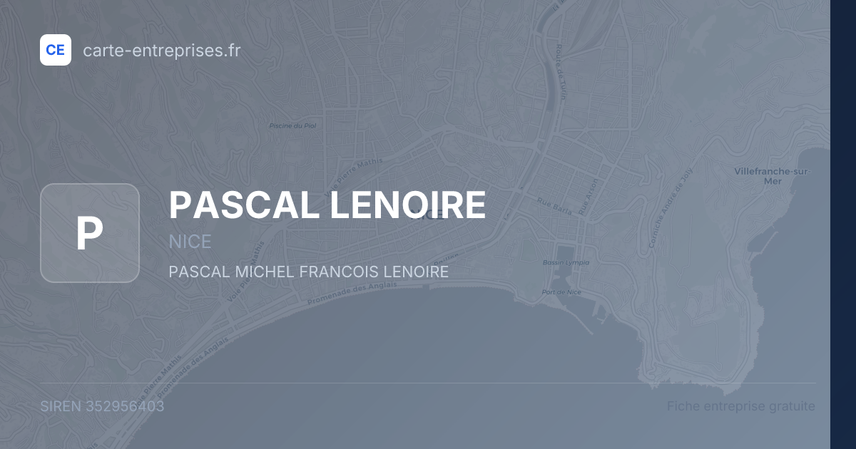 PASCAL LENOIRE — 352956403 — fiche entreprise