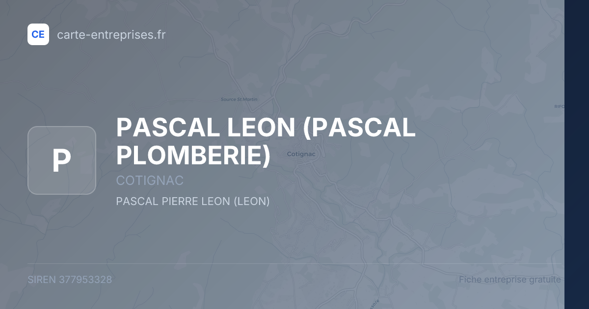 PASCAL LEON (PASCAL PLOMBERIE) — 377953328 — fiche entreprise