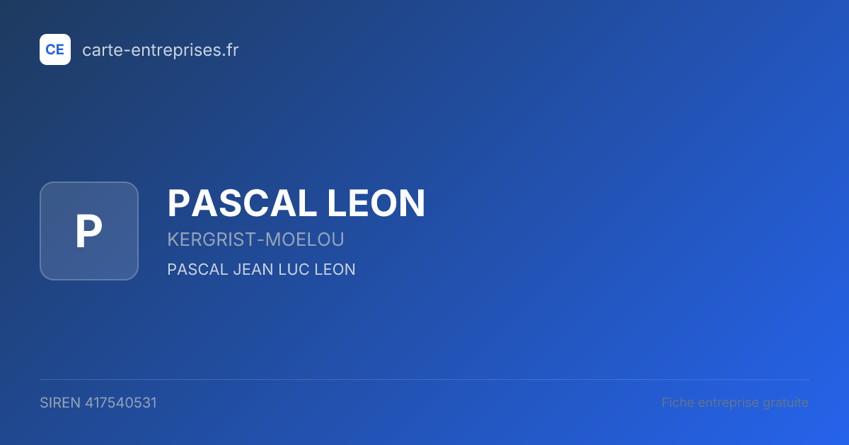 PASCAL LEON — 417540531 — fiche entreprise