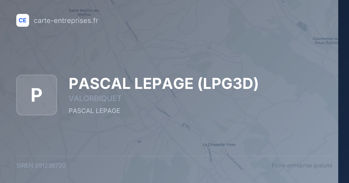 PASCAL LEPAGE (LPG3D) — 991236720 — fiche entreprise