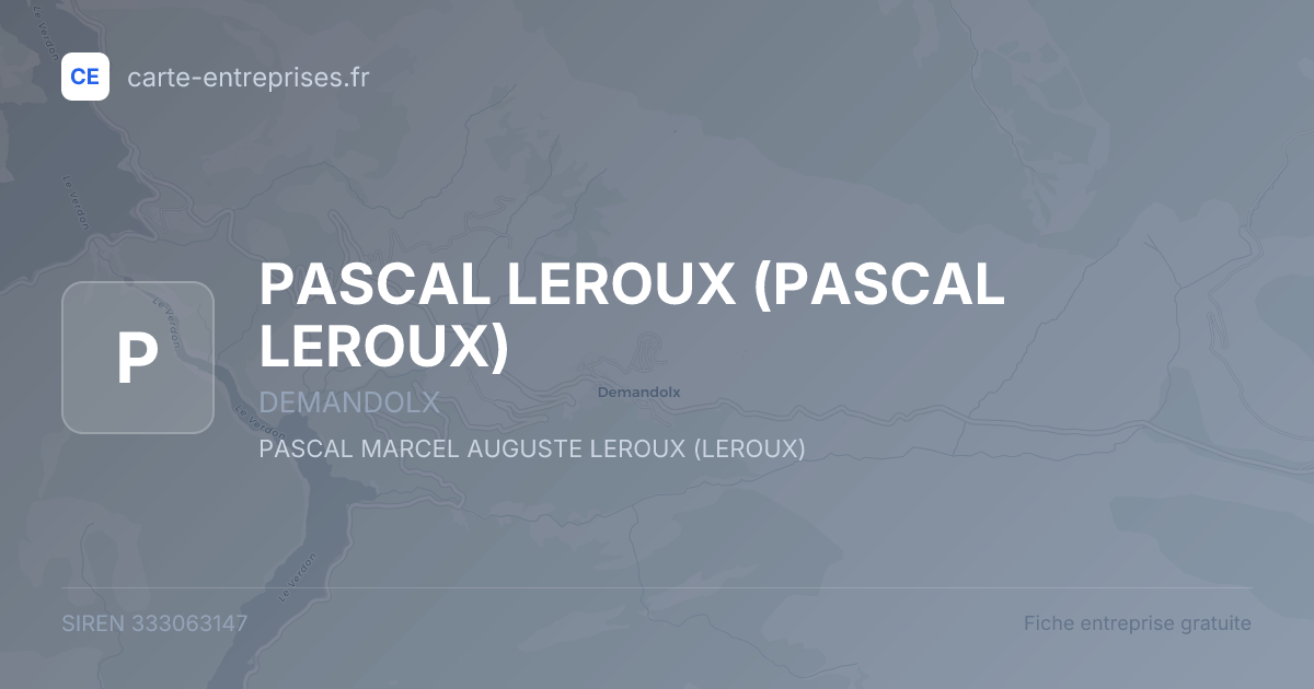 PASCAL LEROUX — 333063147 — fiche entreprise