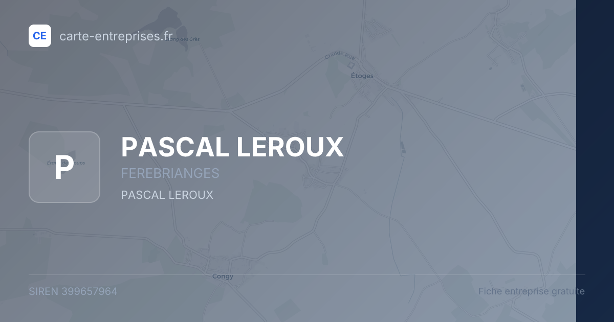 PASCAL LEROUX — 399657964 — fiche entreprise