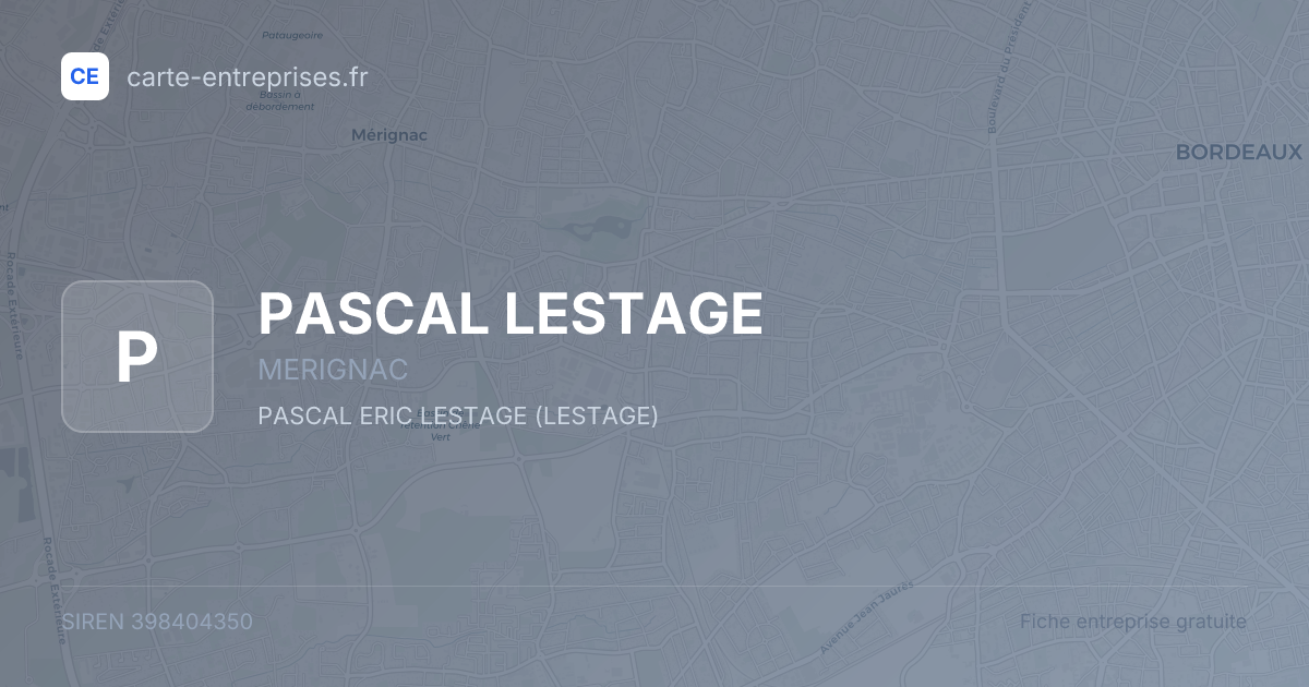 PASCAL LESTAGE — 398404350 — fiche entreprise
