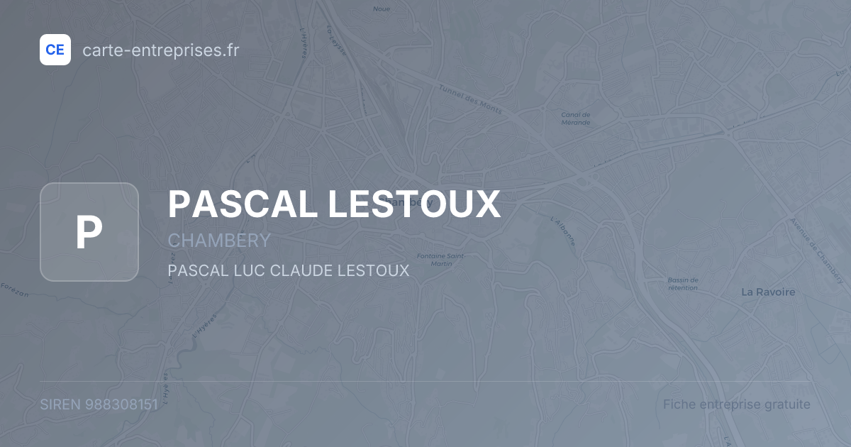 PASCAL LESTOUX — 988308151 — fiche entreprise