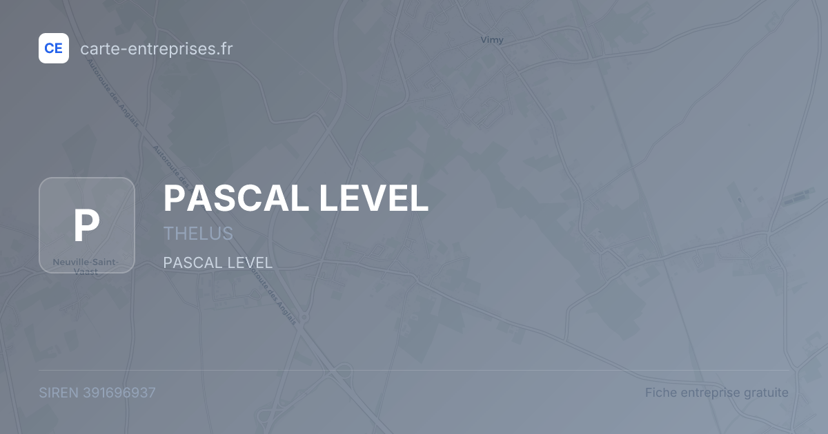 PASCAL LEVEL — 391696937 — fiche entreprise