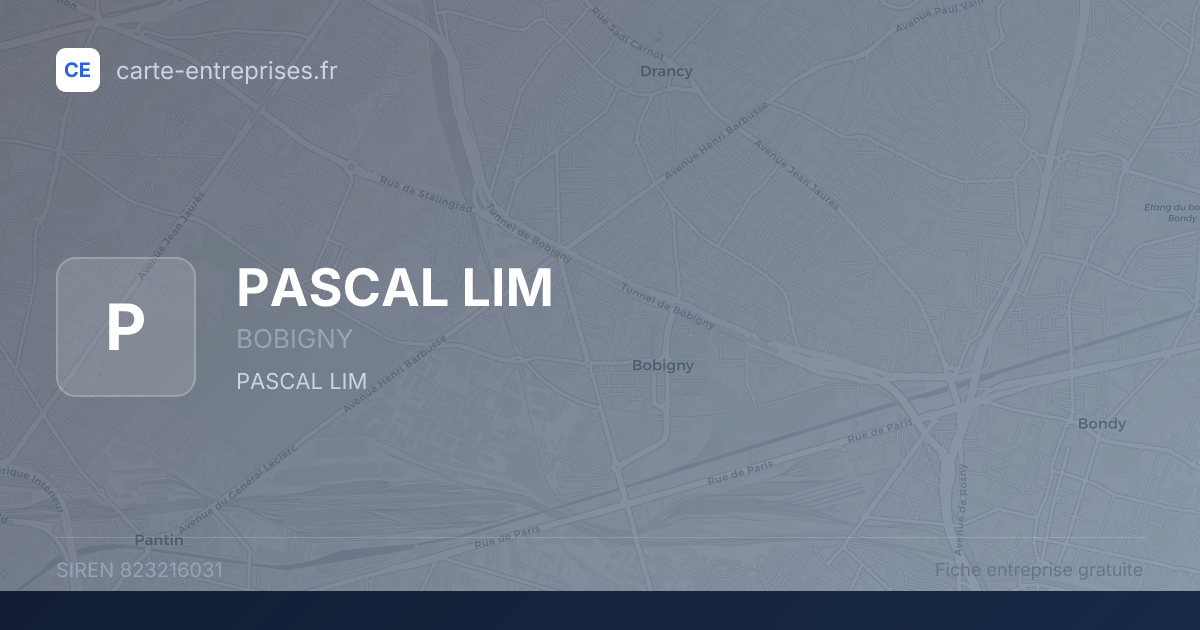 PASCAL LIM — 823216031 — fiche entreprise