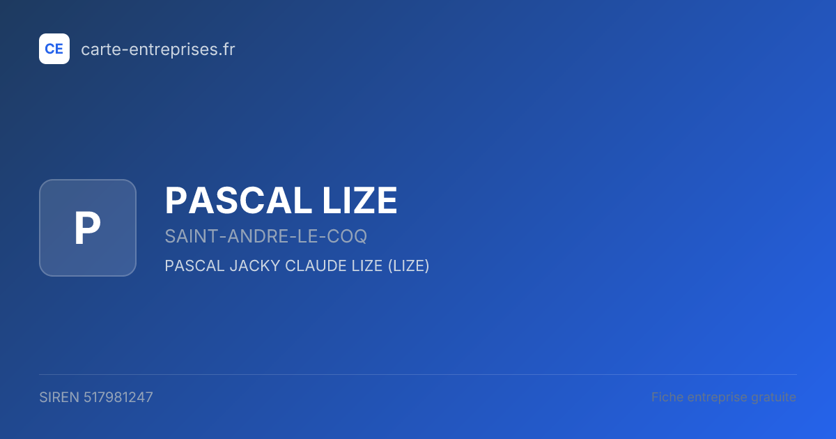 PASCAL LIZE — 517981247 — fiche entreprise