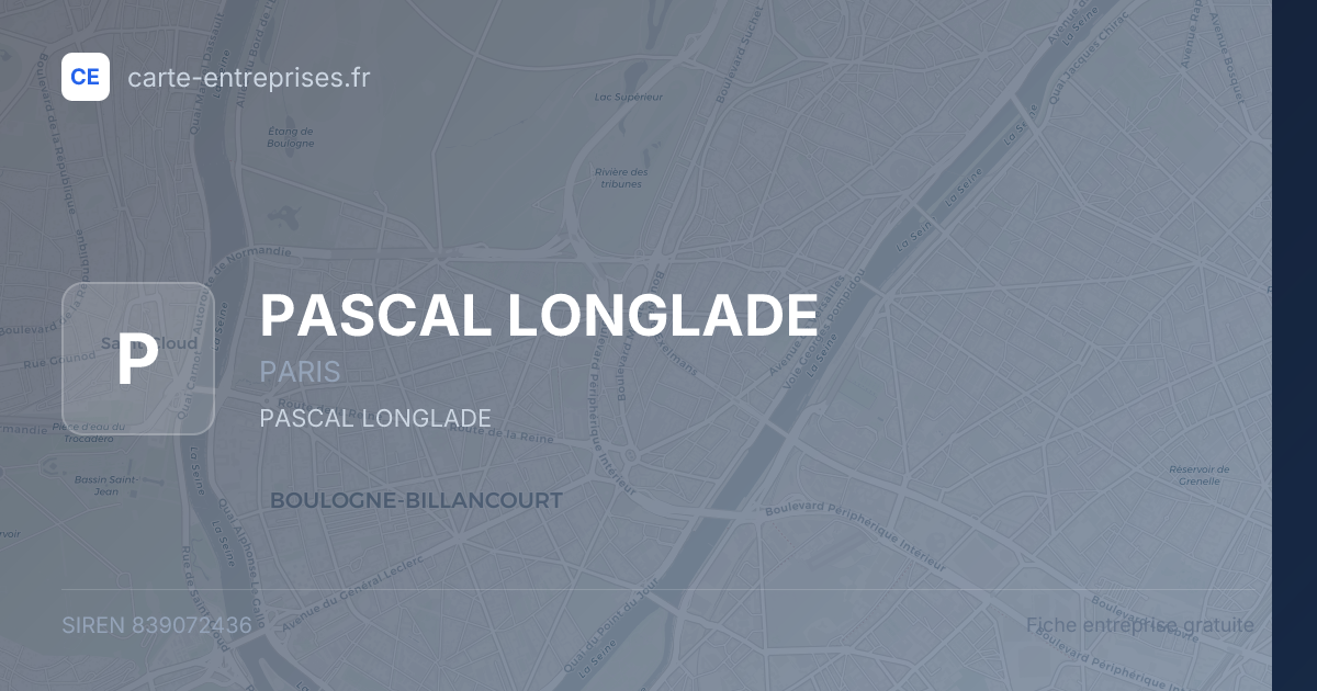 PASCAL LONGLADE — 839072436 — fiche entreprise