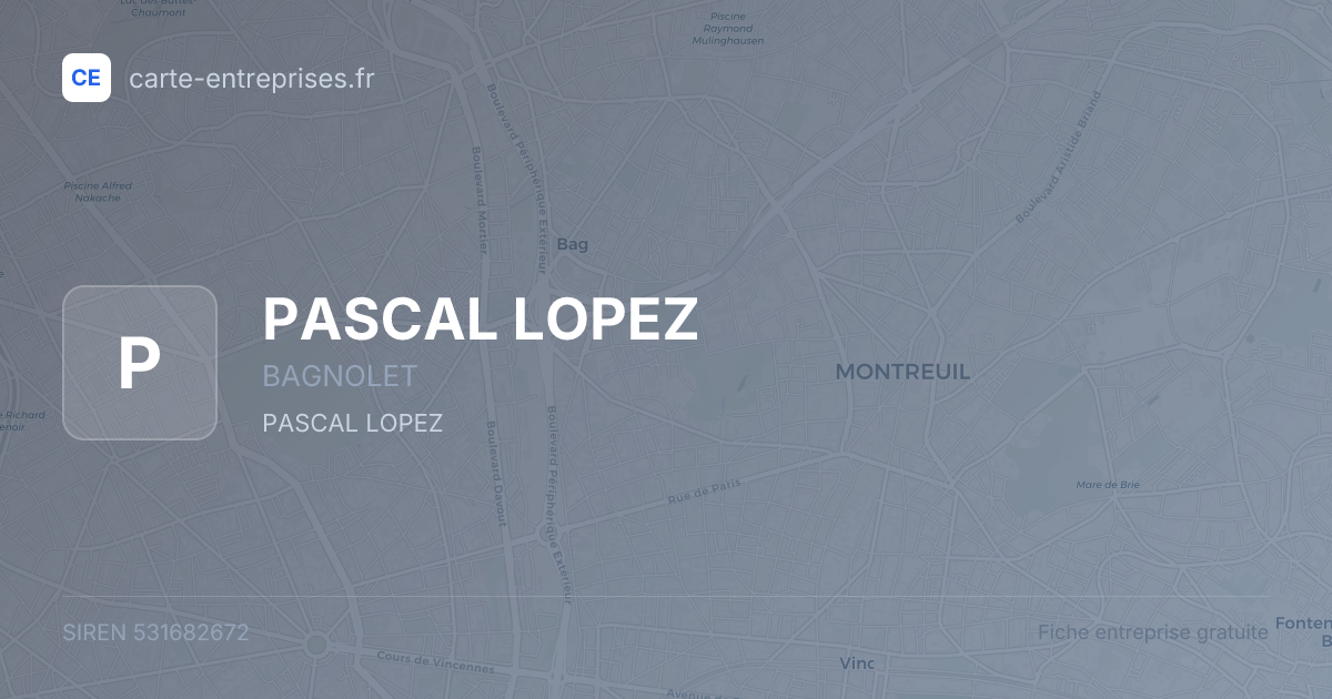PASCAL LOPEZ — 531682672 — fiche entreprise