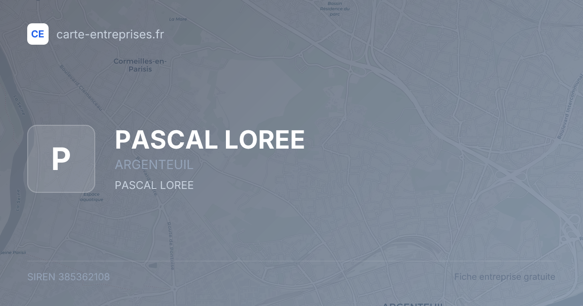 PASCAL LOREE — 385362108 — fiche entreprise
