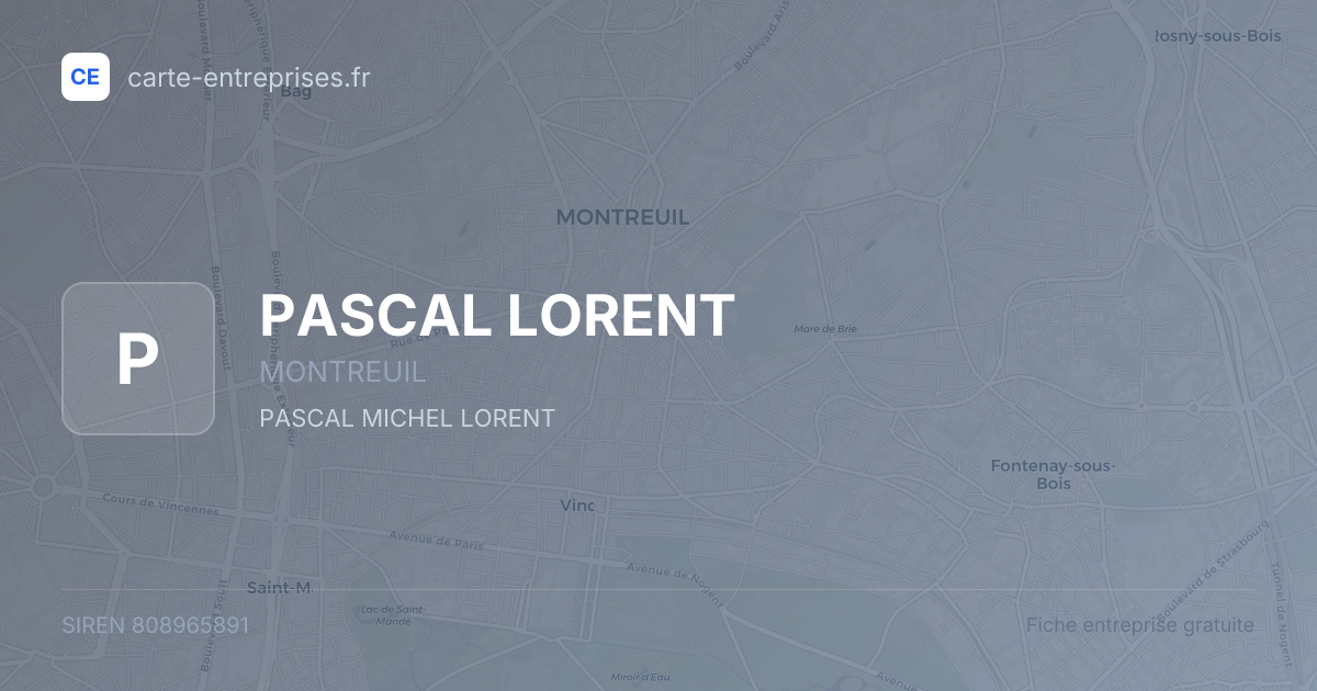 PASCAL LORENT — 808965891 — fiche entreprise