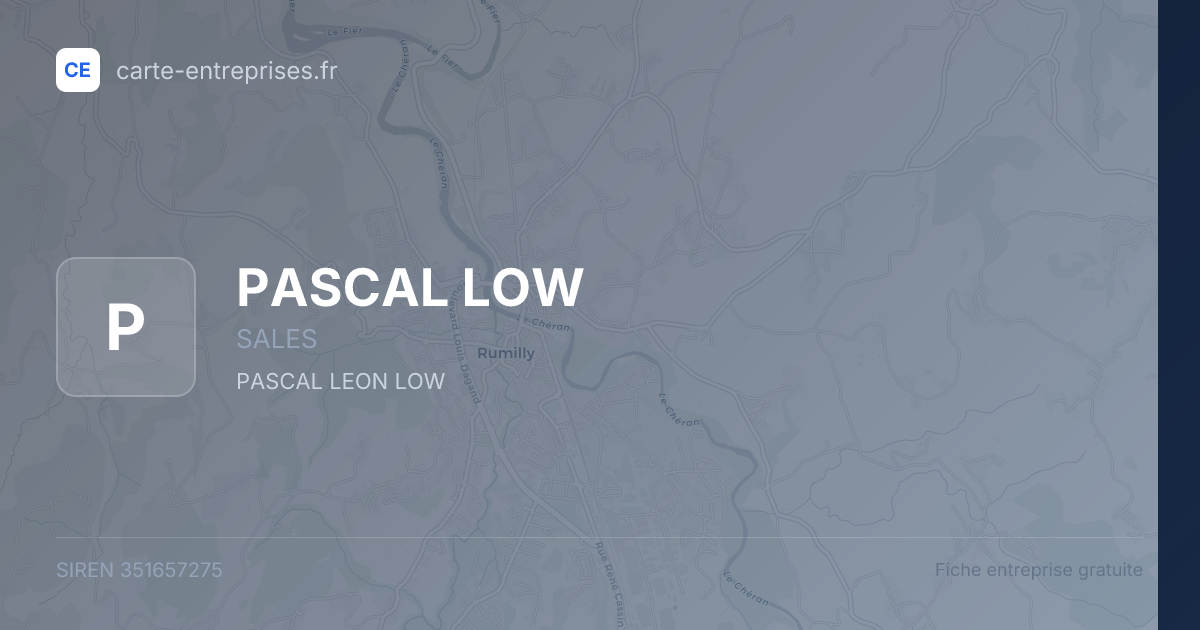 PASCAL LOW — 351657275 — fiche entreprise