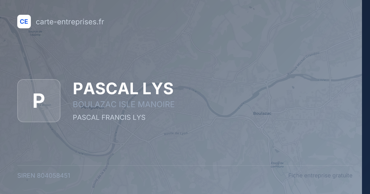 PASCAL LYS — 804058451 — fiche entreprise