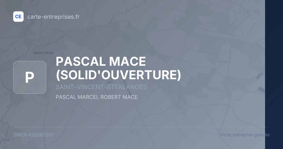 PASCAL MACE (SOLID'OUVERTURE) — 422067207 — fiche entreprise