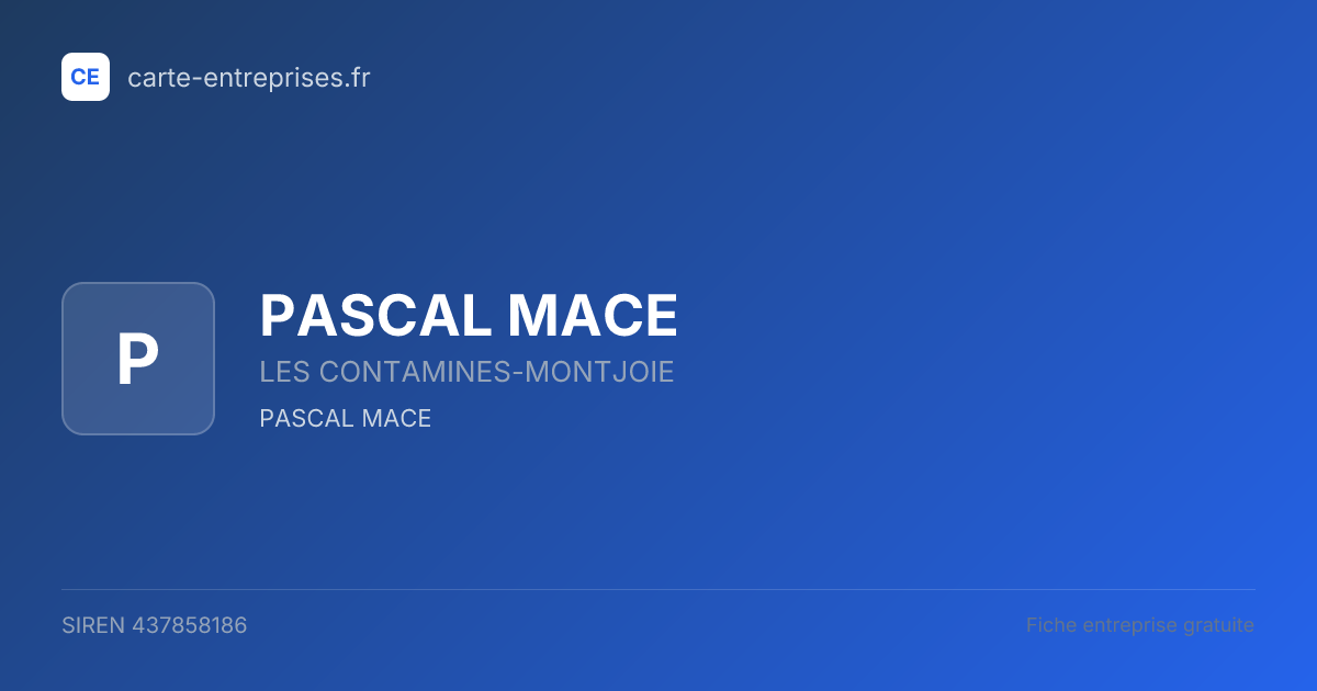 PASCAL MACE — 437858186 — fiche entreprise