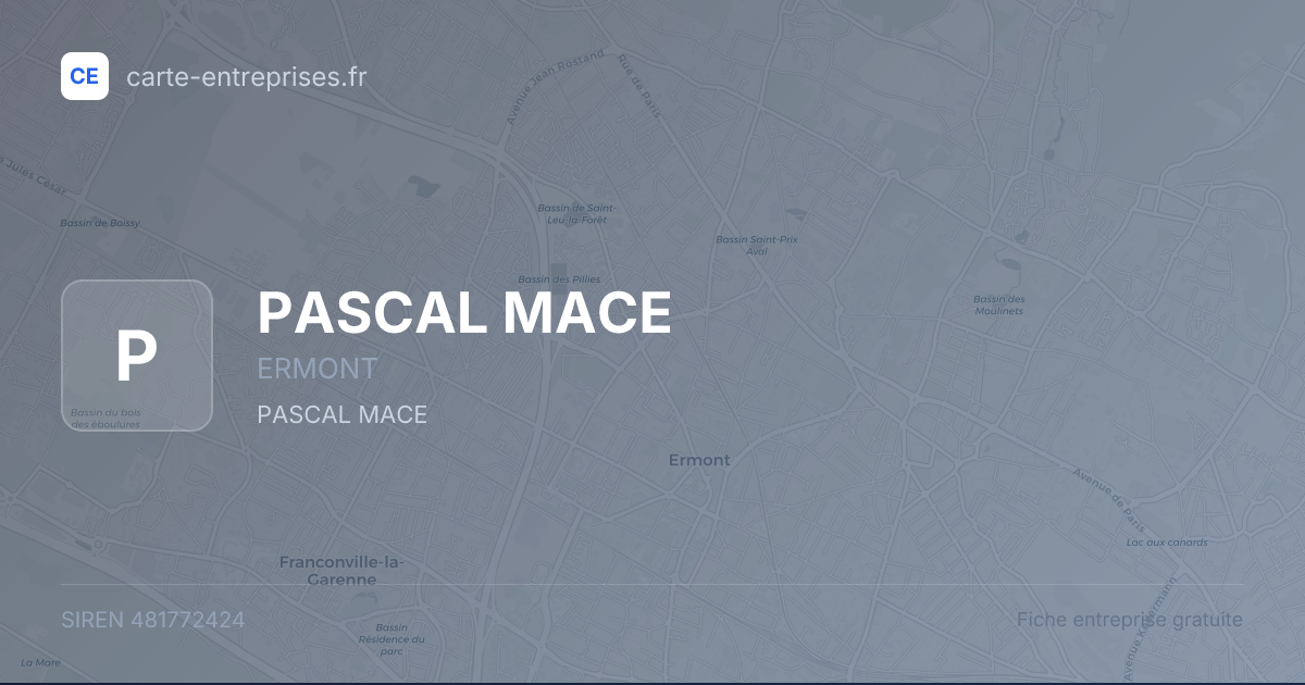 PASCAL MACE — 481772424 — fiche entreprise