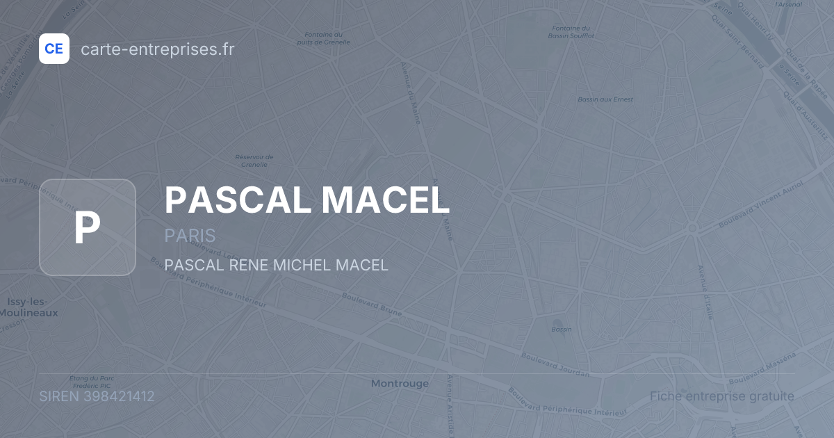 PASCAL MACEL — 398421412 — fiche entreprise