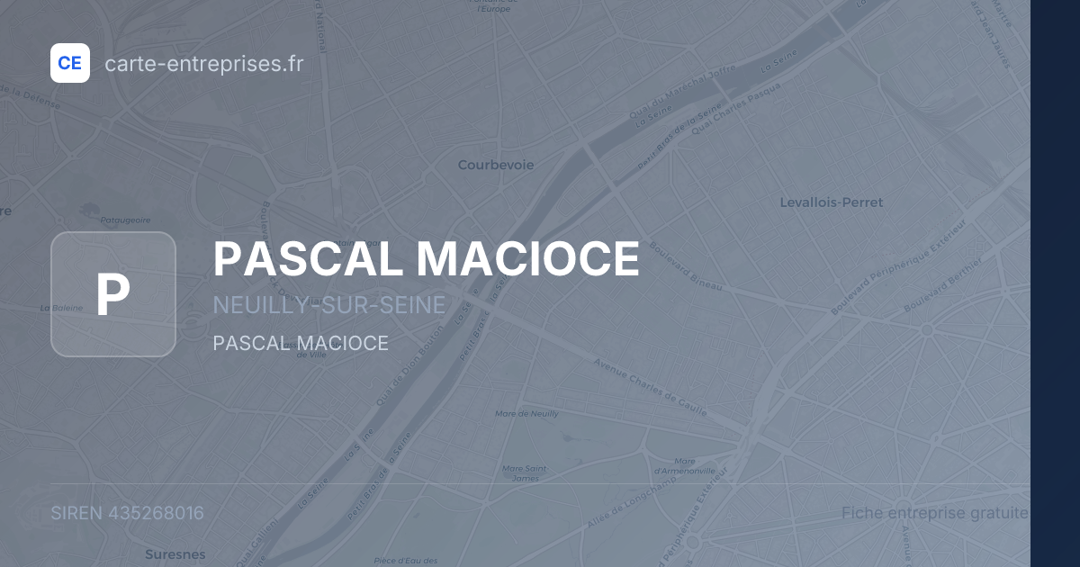 PASCAL MACIOCE — 435268016 — fiche entreprise