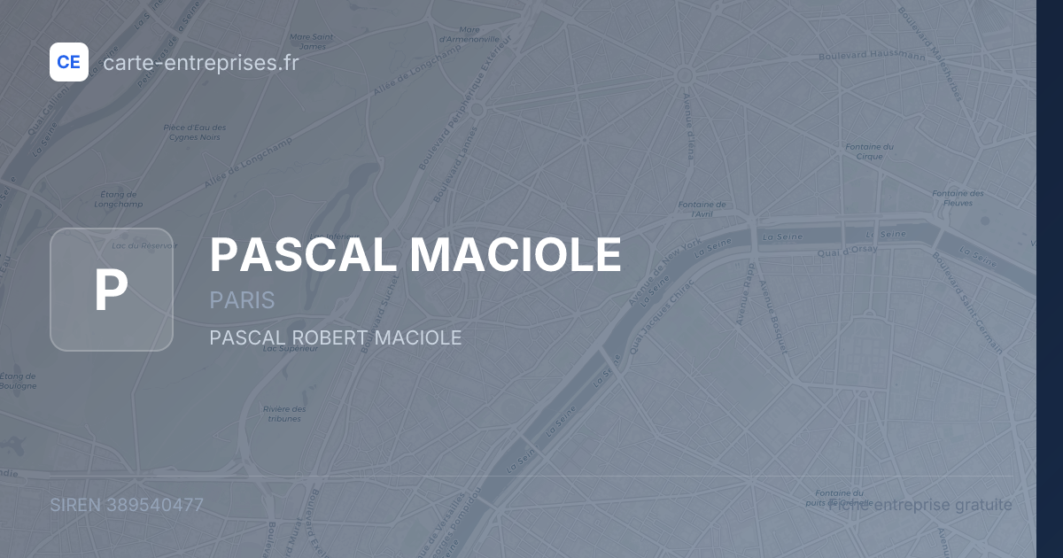 PASCAL MACIOLE — 389540477 — fiche entreprise