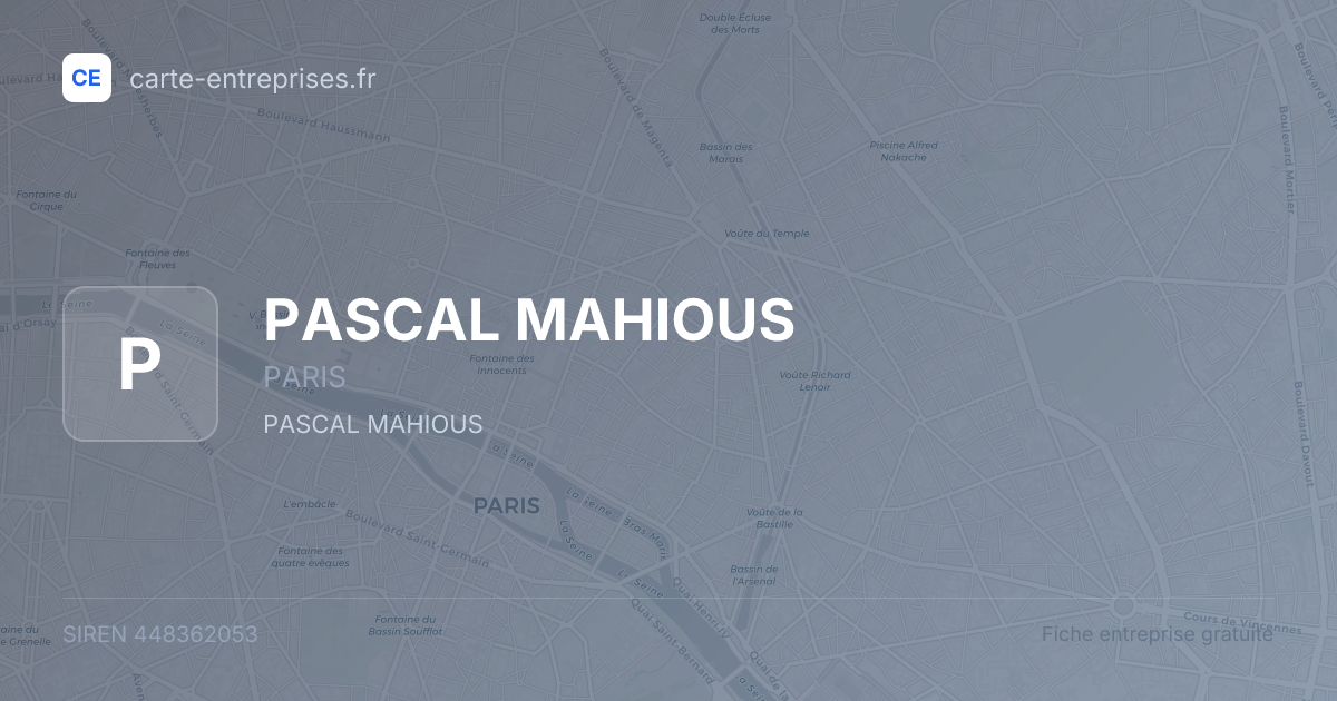 PASCAL MAHIOUS — 448362053 — fiche entreprise