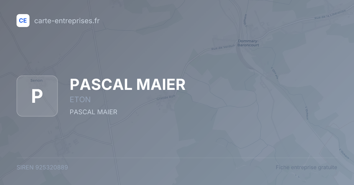 PASCAL MAIER — 925320889 — fiche entreprise