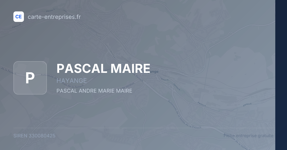 PASCAL MAIRE — 330080425 — fiche entreprise