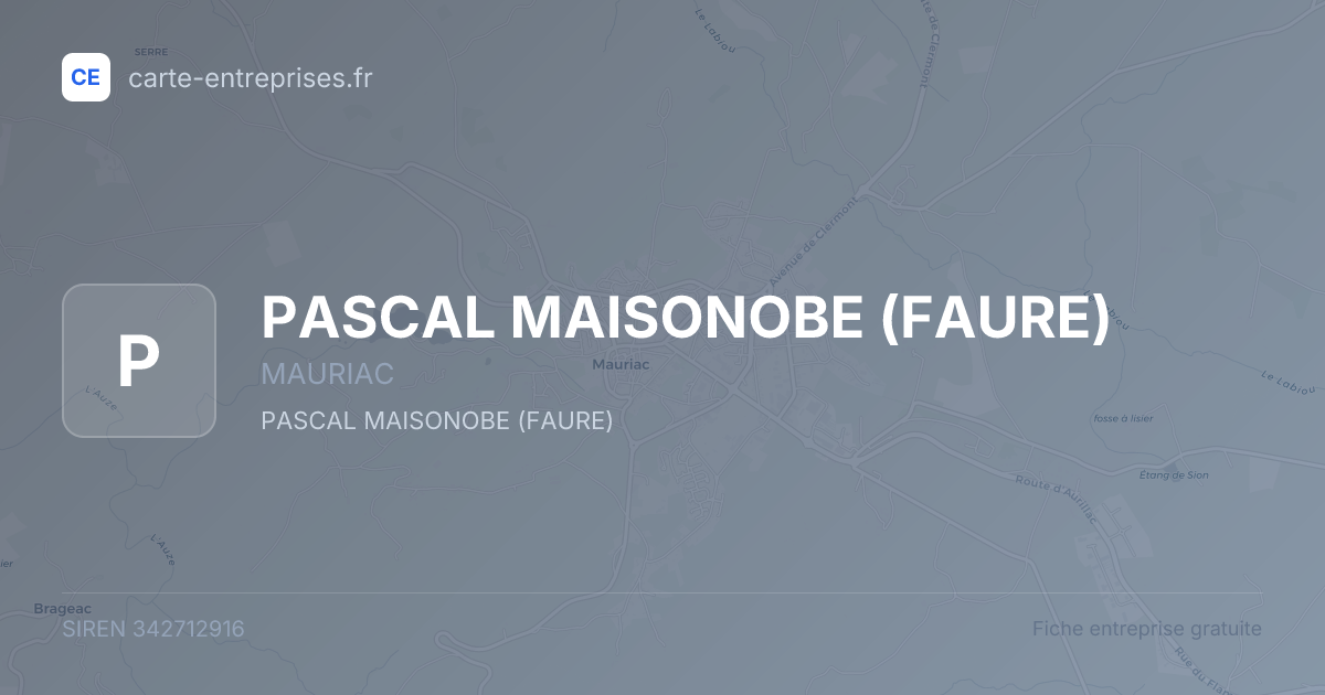 PASCAL MAISONOBE (FAURE) — 342712916 — fiche entreprise