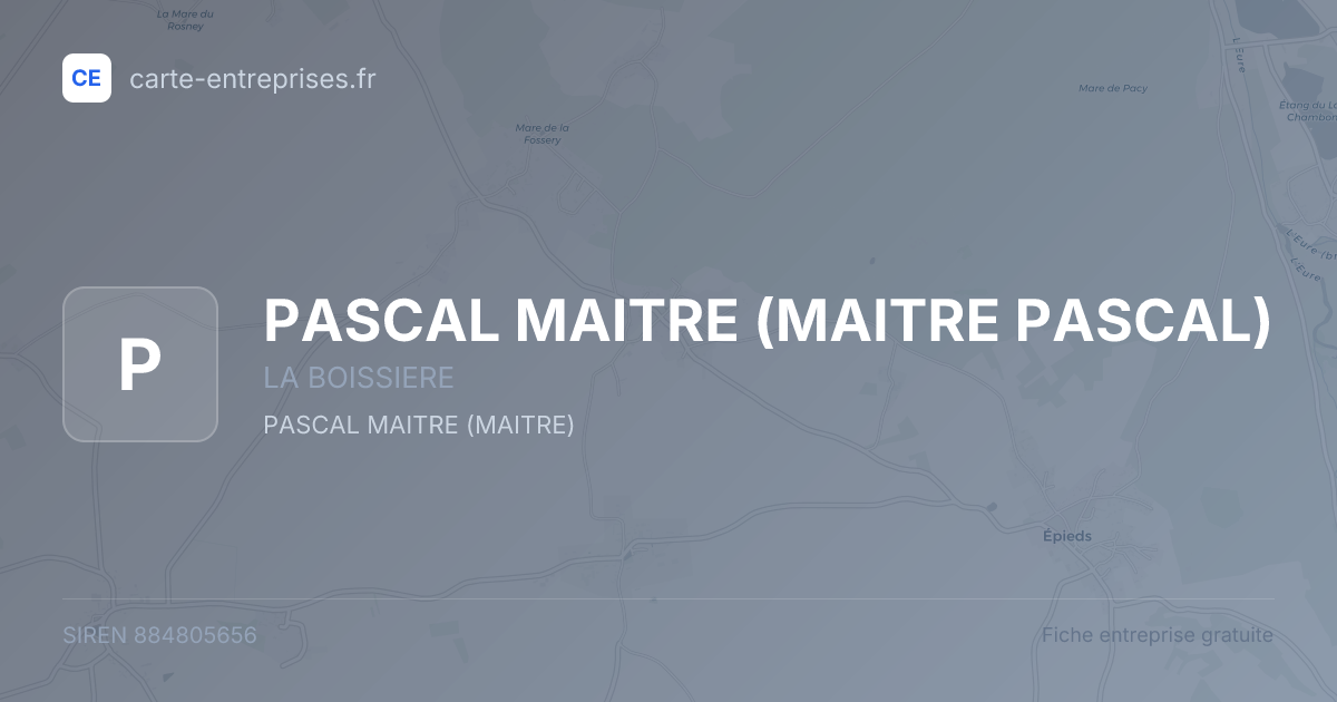 PASCAL MAITRE (MAITRE PASCAL) — 884805656 — fiche entreprise