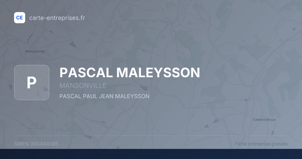 PASCAL MALEYSSON — 390484095 — fiche entreprise