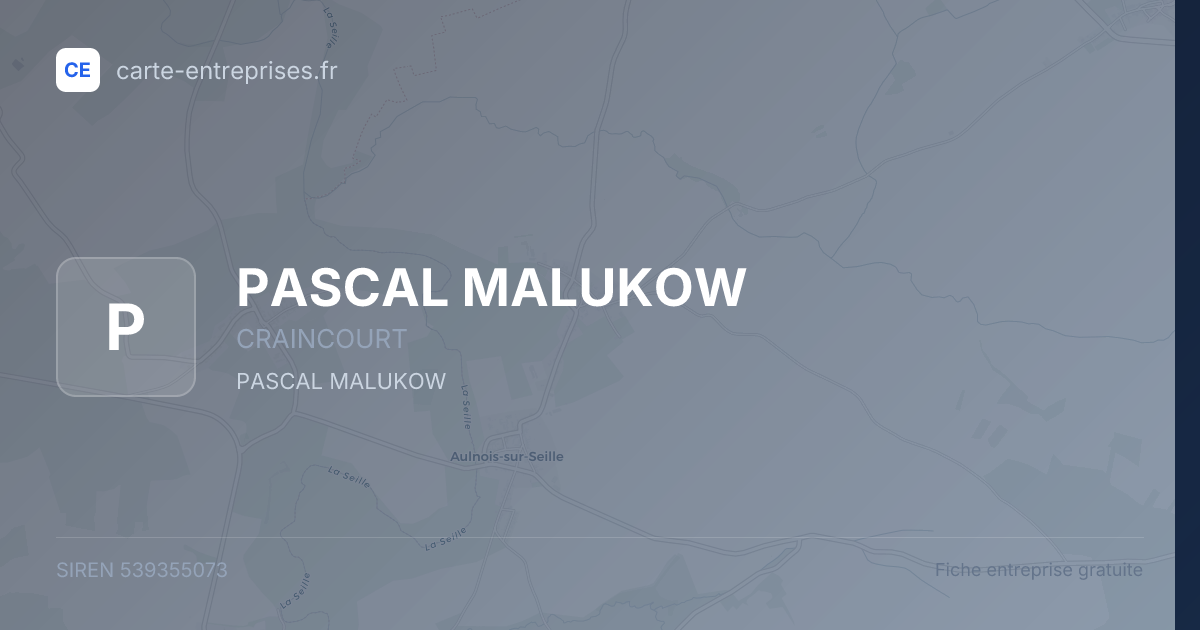 PASCAL MALUKOW — 539355073 — fiche entreprise