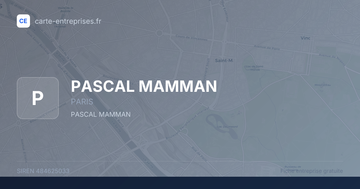 PASCAL MAMMAN — 484625033 — fiche entreprise