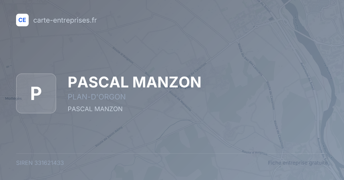 PASCAL MANZON — 331621433 — fiche entreprise