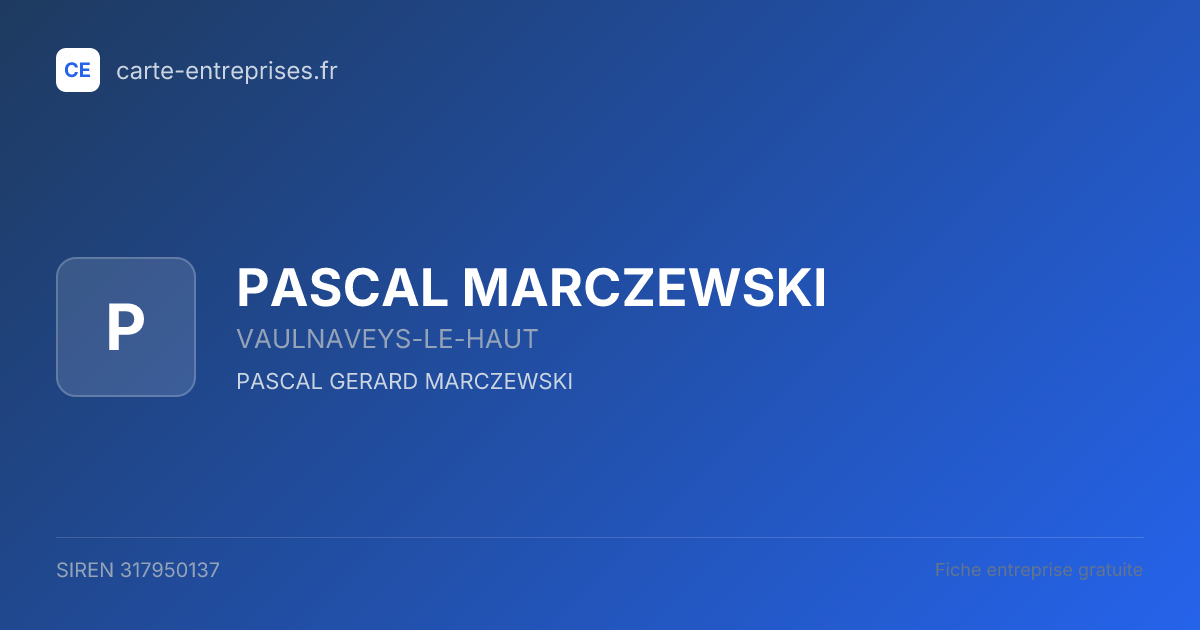 PASCAL MARCZEWSKI — 317950137 — fiche entreprise
