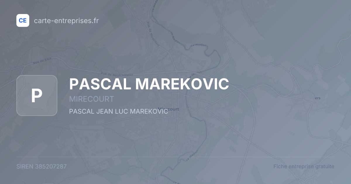 PASCAL MAREKOVIC — 385207287 — fiche entreprise