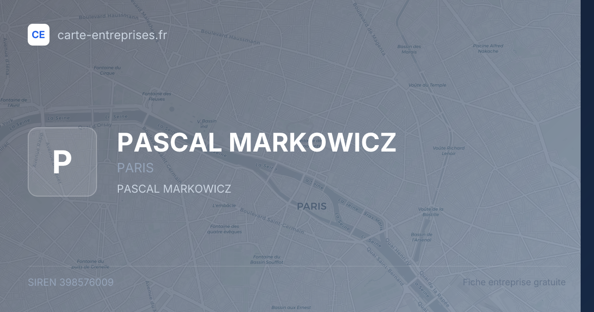 PASCAL MARKOWICZ — 398576009 — fiche entreprise