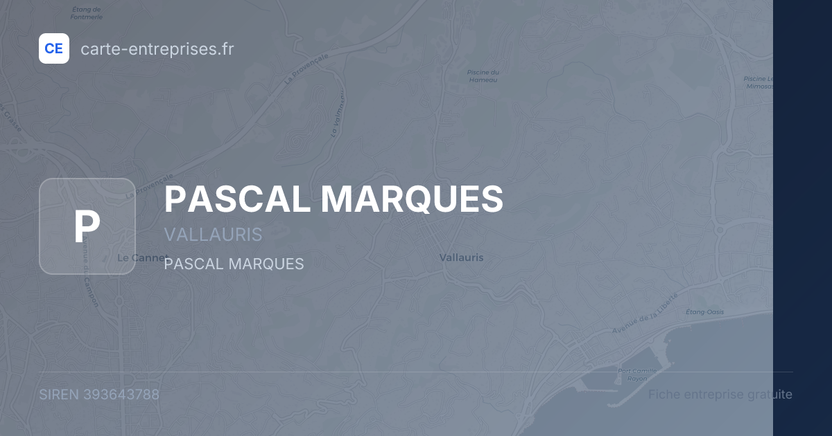 PASCAL MARQUES — 393643788 — fiche entreprise