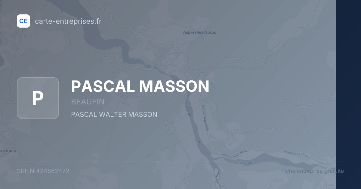 PASCAL MASSON — 424862472 — fiche entreprise