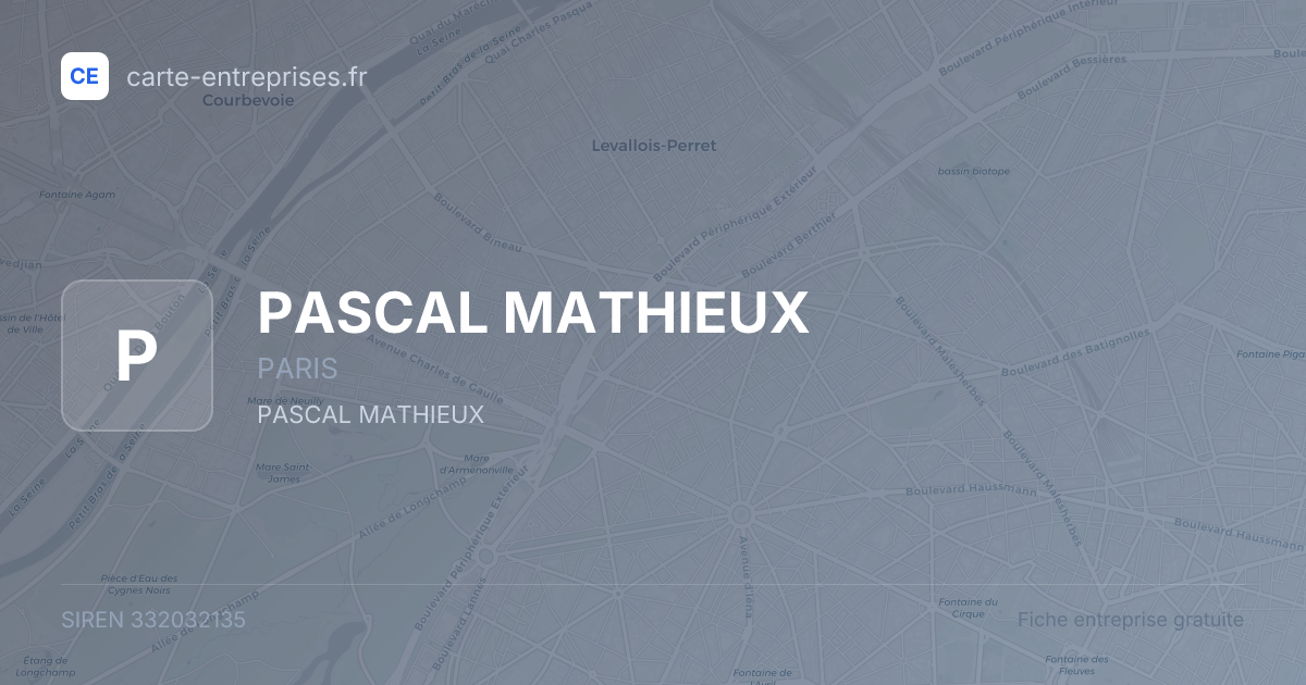 PASCAL MATHIEUX — 332032135 — fiche entreprise