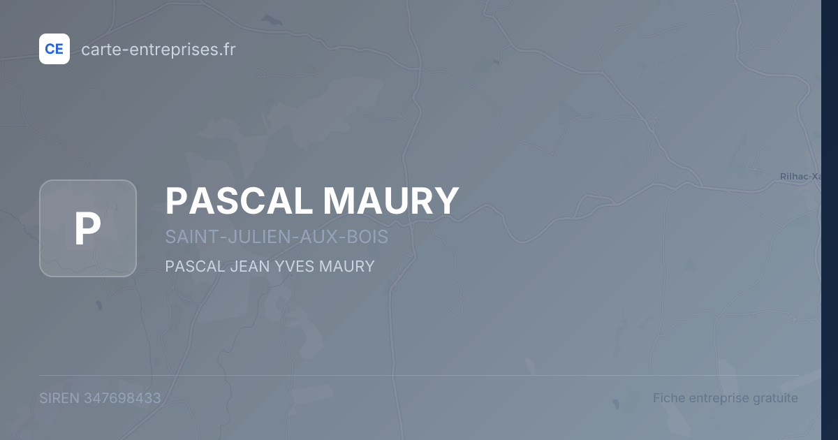 PASCAL MAURY — 347698433 — fiche entreprise
