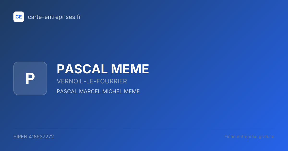 PASCAL MEME — 418937272 — fiche entreprise