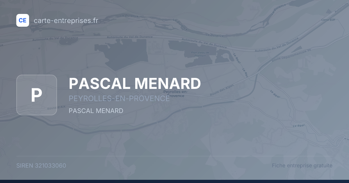PASCAL MENARD — 321033060 — fiche entreprise