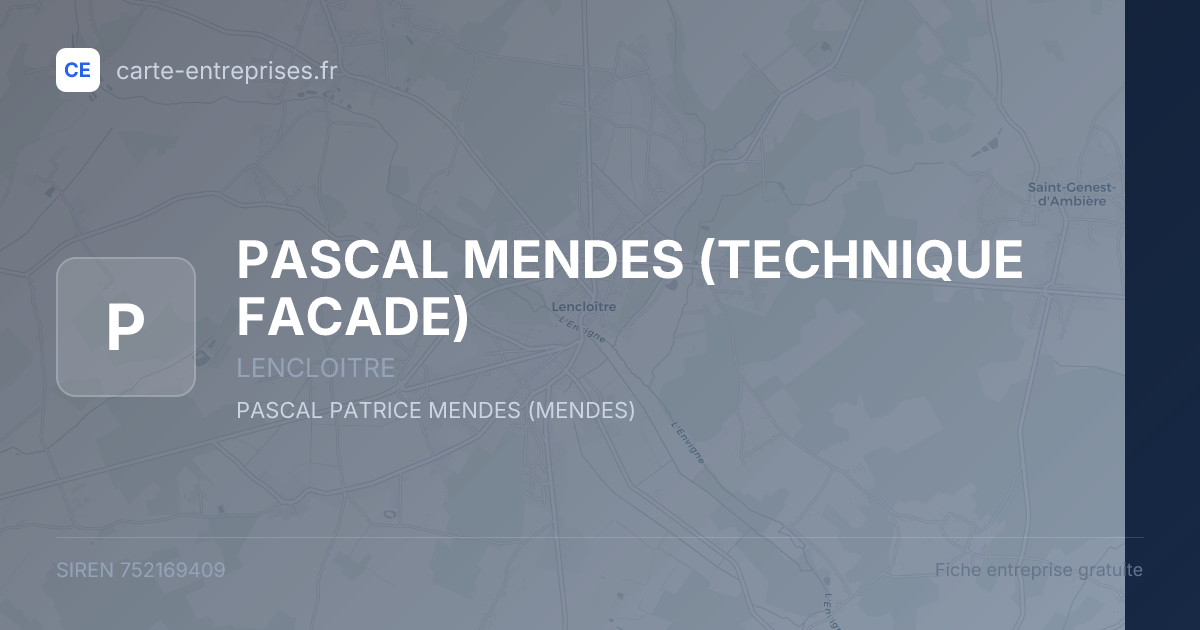 PASCAL MENDES (TECHNIQUE FACADE) — 752169409 — fiche entreprise