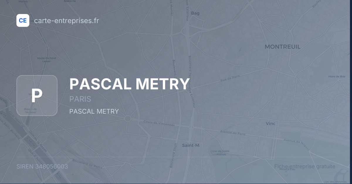PASCAL METRY — 348056003 — fiche entreprise