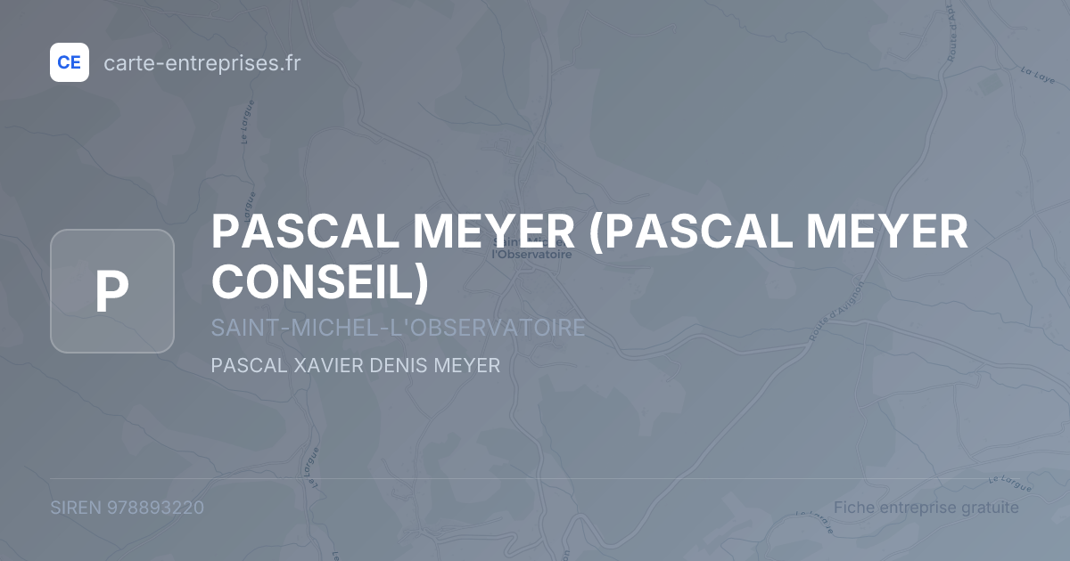 PASCAL MEYER (PASCAL MEYER CONSEIL) — 978893220 — fiche entreprise