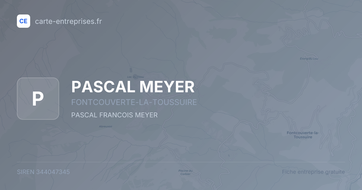 PASCAL MEYER — 344047345 — fiche entreprise
