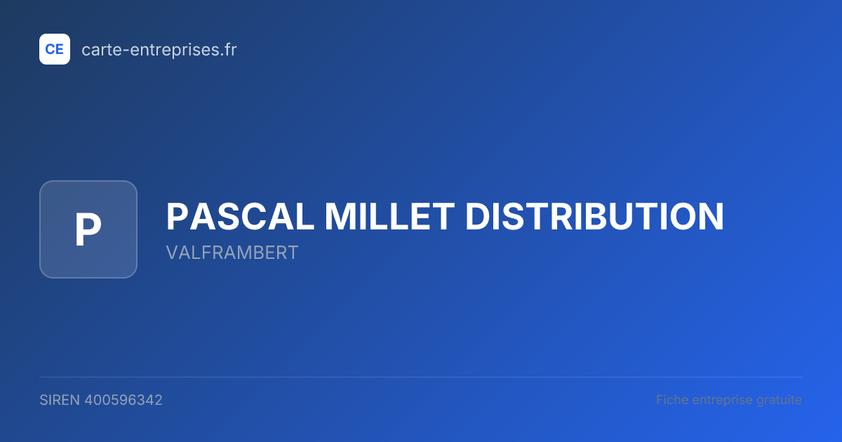 PASCAL MILLET DISTRIBUTION — 400596342 — fiche entreprise