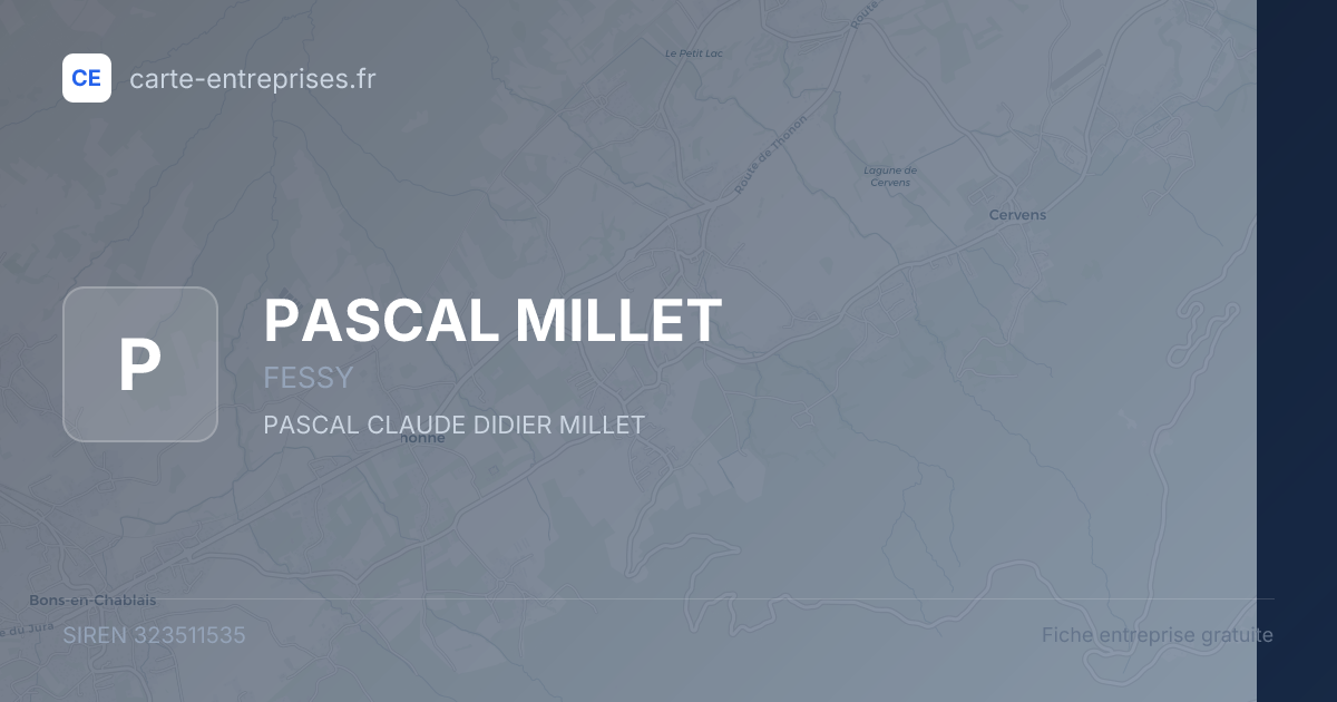 PASCAL MILLET — 323511535 — fiche entreprise