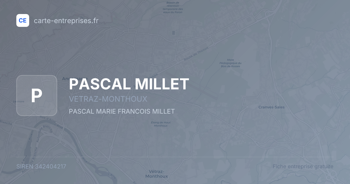 PASCAL MILLET — 342404217 — fiche entreprise