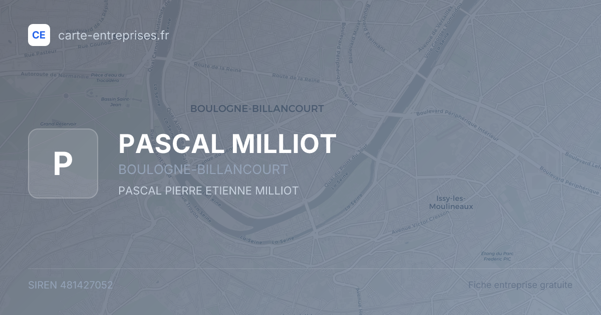 PASCAL MILLIOT — 481427052 — fiche entreprise